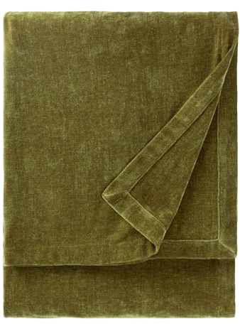Yard Heavy Chenille Throw (Olive, 130 x 180 cm) | Soft chenille throw with a luxurious velvet feel for sofas and beds