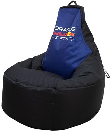 Oracle Red Bull Large Bean Bag, Highback Gaming Bean Chair with Filling Included, Comfortable Navy and Black Design Formula One Lounging Chair for All Ages and Indoor and Outdoor Use