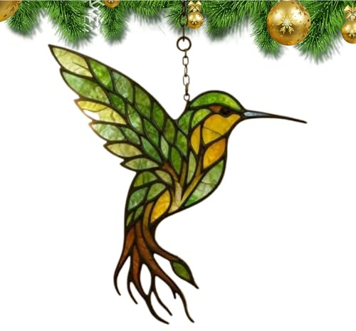 Kolibri Ornament | Zweidimensionale Acryl Baumtextur Dekoration | 20 cm Kolibri Lichtfänger,Für Garten, Urlaubsszene, Schlafzimmer, Haustür, Terrasse, Bücherregal