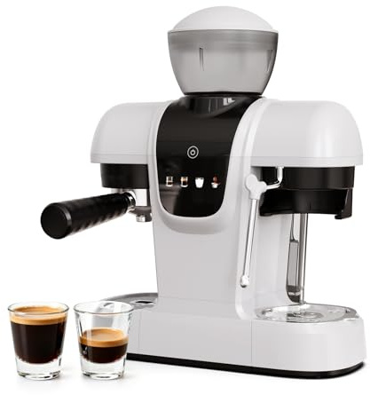 BENFUCHEN Bean to Cup Coffee Machine, Automatic Coffee Maker with Grinder and Milk, Professional Espresso Cappuccino Maker for Office Home 1350W (White)