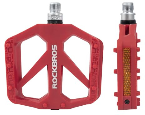 ROCKBROS Fahrradpedale Nylon Flat Pedale mit Reflektorstreifen | Leichte Plattformpedale mit rutschfester Oberfläche und stabilem Halt für MTB, E-Bike, Gravel Bike und Alltag
