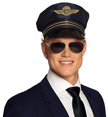 BOLAND 01209 - Mütze Flight Captain Pilotenmütze für Erwachsene, Gr. 57/59 dunkelblau
