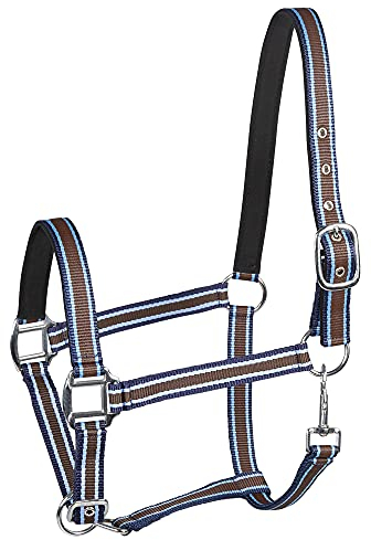 PFIFF 101517 Kunststoffhalfter, Weidehalfter Stallhalfter, Braun-Hellblau-Blau, Pony