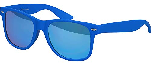 Balinco Sonnenbrille UV400 CAT 3 CE Rubber - mit Federscharnier für Damen & Herren (blau - blau verspiegelt)