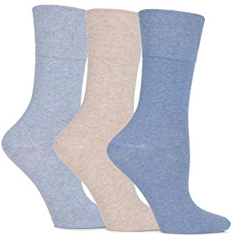 Gentle Grip Ladies Plain Cotton Socks Pack of 3