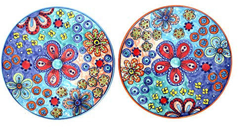 Gall&Zick Topfuntersetzer Rund Keramik Bunt Hitzebeständig (Daisy 20cm Set/2)