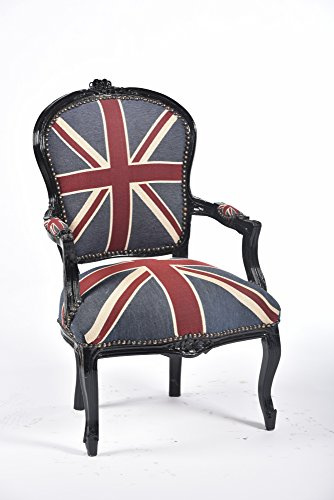 Way Home Store Sessel Barock Luis Black UK Stoff 63 x 65 x 94 cm