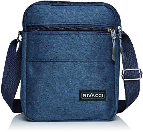 Rivacci Herren-Umhängetasche, kleine Umhängetasche, für Herren – Sport und Reise – klein, Schultertasche, Vintage, für Smartphone, iPhone, Geschenk für Männer, blau, 21cm x 18cm, Tasche