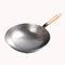 Wok Pan, Traditional Hand Hammered Chinese pan Iron Wok Uncoated Carbon Steel Non-Stick Pot Round Bottom Cookware with Wooden Handle