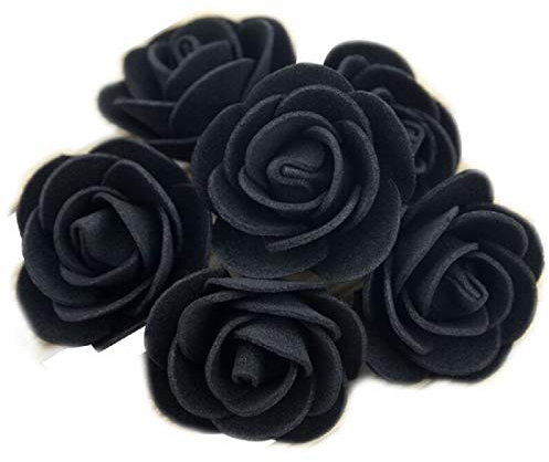 Yalulu 300 Stück Foamrosen Schaumrosen Schaumköpfe Künstliche Blume Brautstrauß Rosenköpfe DIY Handwerk Hochzeits Valentinstag Dekor (Schwarz)