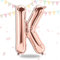 FUNXGO Folienballon Buchstaben Rosegold K - Buchstaben Luftballon Klein K - ca. 40cm Nur Luftfüllung - Ideal für Geburtstag, Hochzeit & Party Deko - Ballon Buchstabe K Rosegold