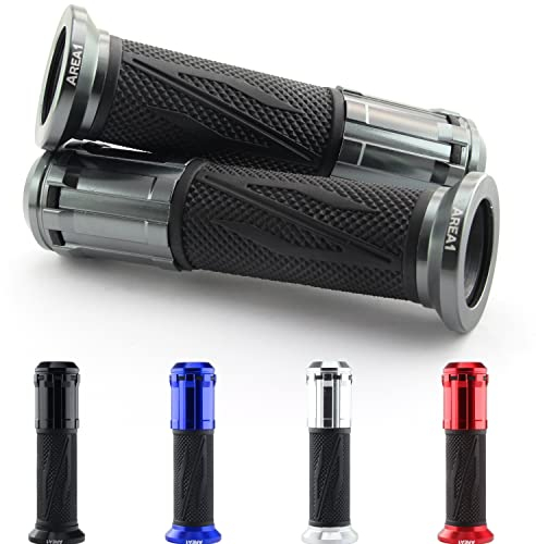Area1 universal Motorrad Motorroller Lenkergriffe Griffe Griffgummis 2 Stück 1x 22mm + 1x 24-25mm (7/8 / 1 Zoll) (Gun) (Grau) Kompatibel mit KSR