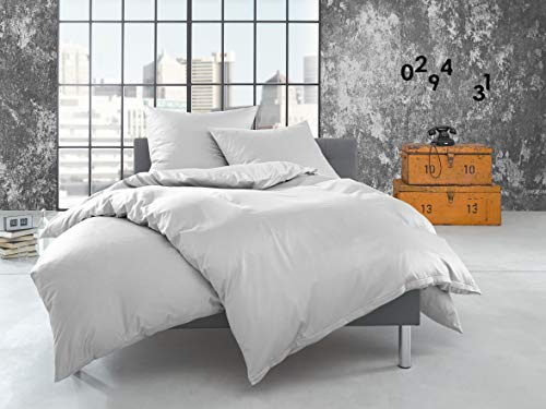 Bettwaesche-mit-Stil warme Fein Flanell Winter Bettwäsche weiß Uni/einfarbig 135x200 + 80x80 cm - 100% Baumwolle