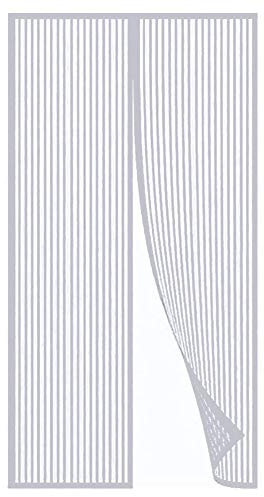 Puerta mosquitera magnética, mosquitera, sin taladros, manos libres, cortina resistente, cierre automático, marco completo, para puertas exteriores, plateado