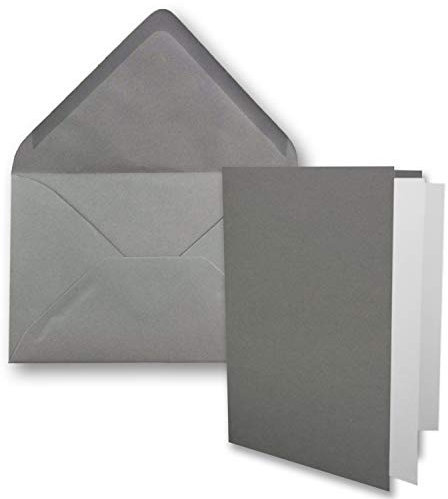 100x DIN B6 Faltkarten Set mit Umschlägen in Graphit (Grau) - 120 x 170 mm - inkl. weißem Einlege-Papier - ideal für Einladungskarten, Hochzeit, Taufe, Kommunion, Konfirmation
