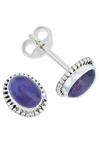Ohrstecker 925 Silber Amethyst lila Stein Edelstein Ohrringe echt Silber Damen Sterling Silber Stecker Geschenk(MOS-017-01)