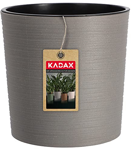 KADAX Blumentopf mit Holzspänen, eleganter Übertopf mit Einlage, Topf, Gartenschale, Blumenkübel, Blumentopfschutz für Wohnzimmer, Büro (⌀ 30cm, Grau)