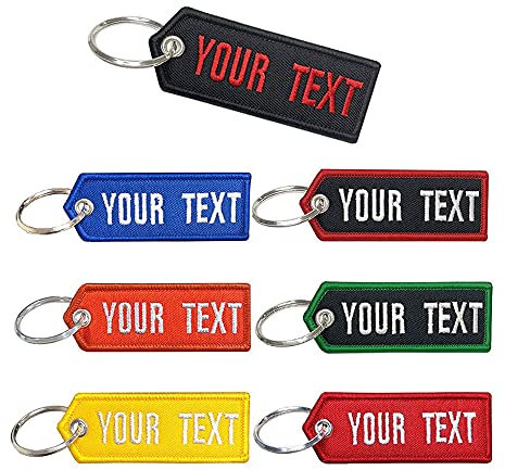 Porte-clés personnalisé, étiquette de clé de numéro de téléphone de nom de broderie personnalisée, porte-clés de moto pour VTT de voiture pour hommes et femmes