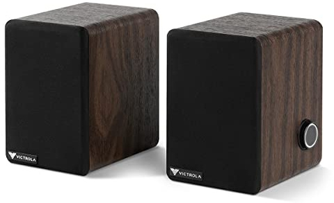 Victrola M1 Monitors – Powered Bookshelf Monitor Speakers, Bluetooth Wireless Streaming, Premium Stereo Sound, Pairs with Premiere T1 & More, RCA & Aux Input, Multi-Device Pairing (Black)