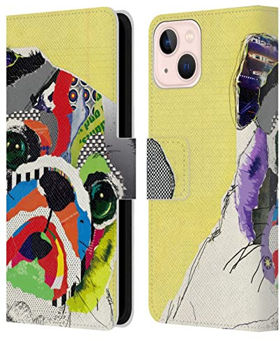 Head Case Designs Officially Licensed Michel Keck Pug Dogs 4 Leather Book Wallet Case Cover Compatible With Apple iPhone 13