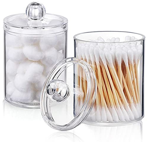 Dasing Qtip - Dispenser per ovatta, in vetro, con coperchio per , camera da letto, tanica, organizzazione B.