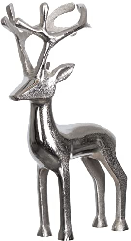 Brandsseller Dekofigur Rentier Weihnachtsdeko Deko Hirsch Aluminium Silber 26,5 cm hoch