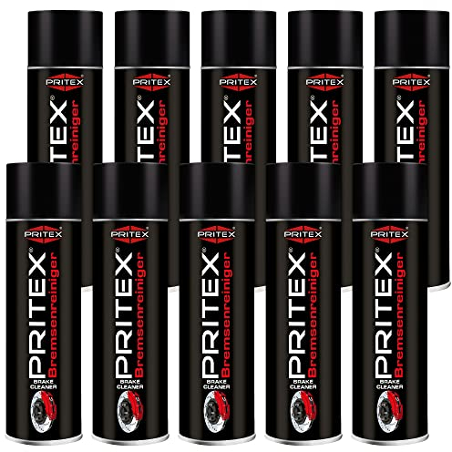 PRITEX – Bremsenreiniger Spray 10 x 500 ml – Auto Teilereiniger zur Entfettung von Bremsen, Kupplungen, Motor- & Maschinenteilen – rückstandsfrei & umweltneutral