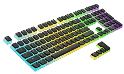 Ranked Pudding PBT Keycaps | 112 Double Shot Translucent ANSI US & ISO Layout | OEM Profile for RGB Mechanical Gaming Keyboard (Black)
