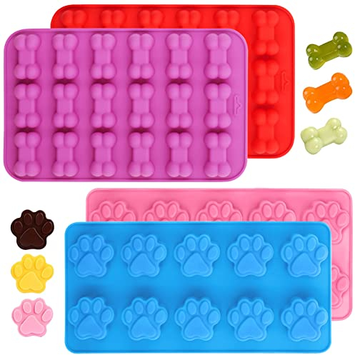 Sunshine Smile Moule pour Chien, Silicone, Hémisphère, Patte de Chien, Ourson, Rouge, Rose Foncé, Rose Clair, Bleu
