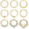 Kakonia 9Pcs Septum Jewelry 16G Daith Earrings Hoop Nose Ring for Women & Men - CZ Opal Septum Clicker Hinged Nose Ring - Stainless Steel Cartilage Tragus Helix Piercing Jewelry - 10MM Gold