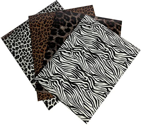 4pcs Heat Transfer Vinyl Plotter Transferfolie Glitzer Plotterfolie Textil Leopardenmuster Permanente Selbstklebende Vinylfolie Nachtleuchtend Vinylfolie für DIY T-Shirt Textil Handwerk Leder Banner