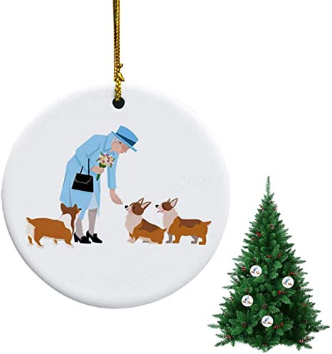 Peosevi Elizabeth Queen II Memorial Badge/Hängeanhänger, Queen Und Corgi Remembrance Platinum Jubilee Tree Hanging Decor, Queen Elizabeth II Memory Pin ge
