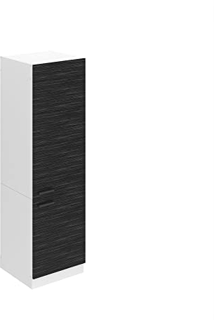 Belini Kühlschrank Schrank Hochschrank Küche SSL. 60 cm Breite und 204 cm Höhe. Einbauschrank für Kühlschrank mit 2 Türen, Königliches Ebenholz