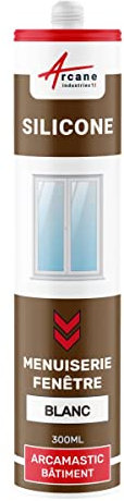 Mastic silicone, fenêtre, menuiserie, étanchéité - 300 ml x 1 Blanc - ARCANE INDUSTRIES