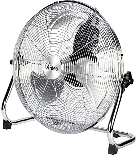 ARDES AR5C40B Ventilador de Suelo Silencioso 3 Palas BOXCHROME 40 Ventilador Suelo Cromado con Inclinación Vertical y Mando Manual Ventilador Pequeño de Suelo Ardes 3 Velocidades