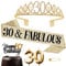 30. Geburtstag Schärpe und Tiara für Frauen - Gold, Krone, Kerzen, Kuchen Topper - Frauen Geschenke für 30. Geburtstagsparty Deko