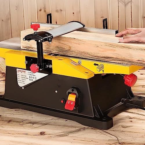 Cepilladora de madera eléctrica de 6 pulgadas, cepilladora de sobremesa de alta resistencia de 1800 W, cabezal de corte preciso de 12000 rpm, mesa de trabajo de aluminio grande for carpintería