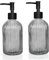 2 Pack Glass Soap Dispensers, 400 ML/14Oz Pump Bottle Dispenser, Refillable Hand Soap Dispenser Bottle for Kitchen, Bathroom, Laundry Room (2 PCS Grey)