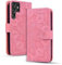 Rosbtib Funda Móvil para Samsung Galaxy S23 Ultra 5G Cover de Cuero Premium PU con Cierre Magnético y Función de Soporte Flip Cover Mandala en Relieve Samsung Galaxy S23 Ultra 5G - Rosa