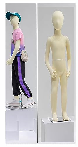 Kind Schaufensterpuppe Unisex-Stehpuppe for Kinder im Alter von 1–14 Jahren, Flexible Ganzkörperschaufensterpuppe mit biegsamen Beinen, Armen und drehbarem Kopf for die Schaufensterdekoration von Klei