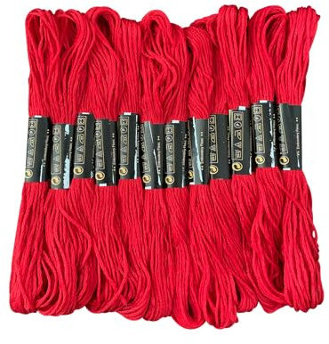 Stickgarn, 12 Knäuel, rote Farbe, Freundschaftsarmband, Kreuzstich, Stickgarn, Armbandherstellung, Strickgarn, Bastelseide (rot)