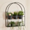 [en.casa] Soporte para Plantas Estantería de Pared con 3 Macetas y 1 Estante Adicional Soporte de Flores Adornos Decorativo Metal 65 x 52 x 15 cm - Negro