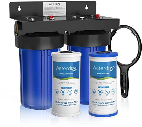 Waterdrop Système de Filtration d'Eau pour Toute la Maison, avec Filtre à Charbon et Sédiment, Filtration en 5 Étapes, Réduction du Plomb, Chlore, des Odeurs et du Goût, 5 Microns WD-WHF21-PG