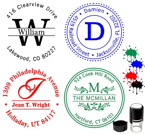 Individuelle runde Stempel, selbstfärbende, personalisierte Stempel für Geschäft, personalisierter Gummistempel mit Namen-Initialen