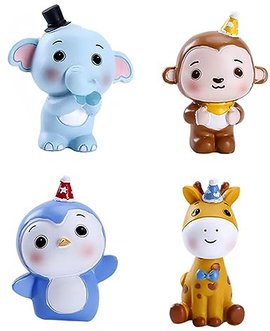 KICHOUSE 4 Stück Tortendekoration Für Kinder Kuchenaufsatz Dschungeltierfiguren Cupcake-topper Mit Tieren Mini-hasenfiguren Dessert- Minikuchen Hasen-dekor Tigerkaninchen Harz