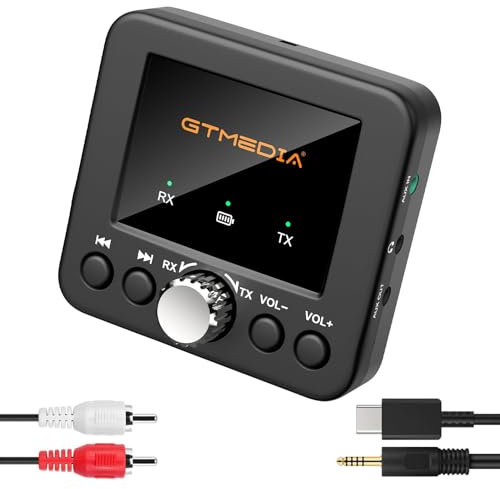 2-in-1 Bluetooth 5.0 Transmitter, Low Latency Wireless Audio Adapter for TV, Home Stereo, Car, Headphones, MP3, Speakers, PC, AUX