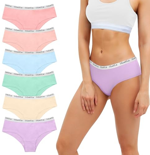 Uizuooy Culotte Femme Coton Doux Sport Elasticité sous-Vêtements Féminins Culotte à mi-Hauteur Multipack Lot de 6