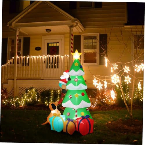 MERRYHAPY Aufblasbarer Weihnachtsbaum Mit -lichtern Und Santa Claus Hohe Weihnachtsdeko Für Garten Und Außenbereich Festliche Dekoration Für Zuhause