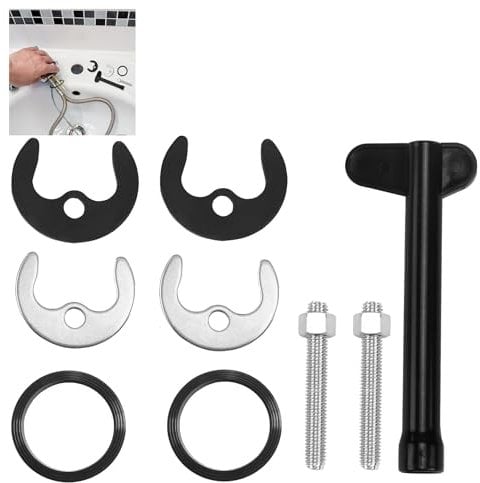 SMCEHEYA 9 Pcs Monobloc Tap Fixing Kit Faucet Fixing Tool Kit for Hot and Cold Water Faucet Tap Fixing Kit for Kitchen Faucet Bathroom Basin Horseshoe Installation Fastening Accessories