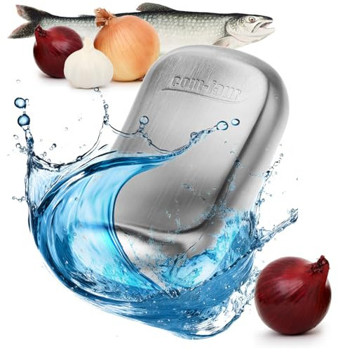 com-four® Antigeruchsseife aus Edelstahl - antibakterieller Geruchsneutralisierer - rostfreie Edelstahlseife - entfernt unangenehme Gerüche an Händen - Reinigungsblock (1 Stück - Seife gebogen)